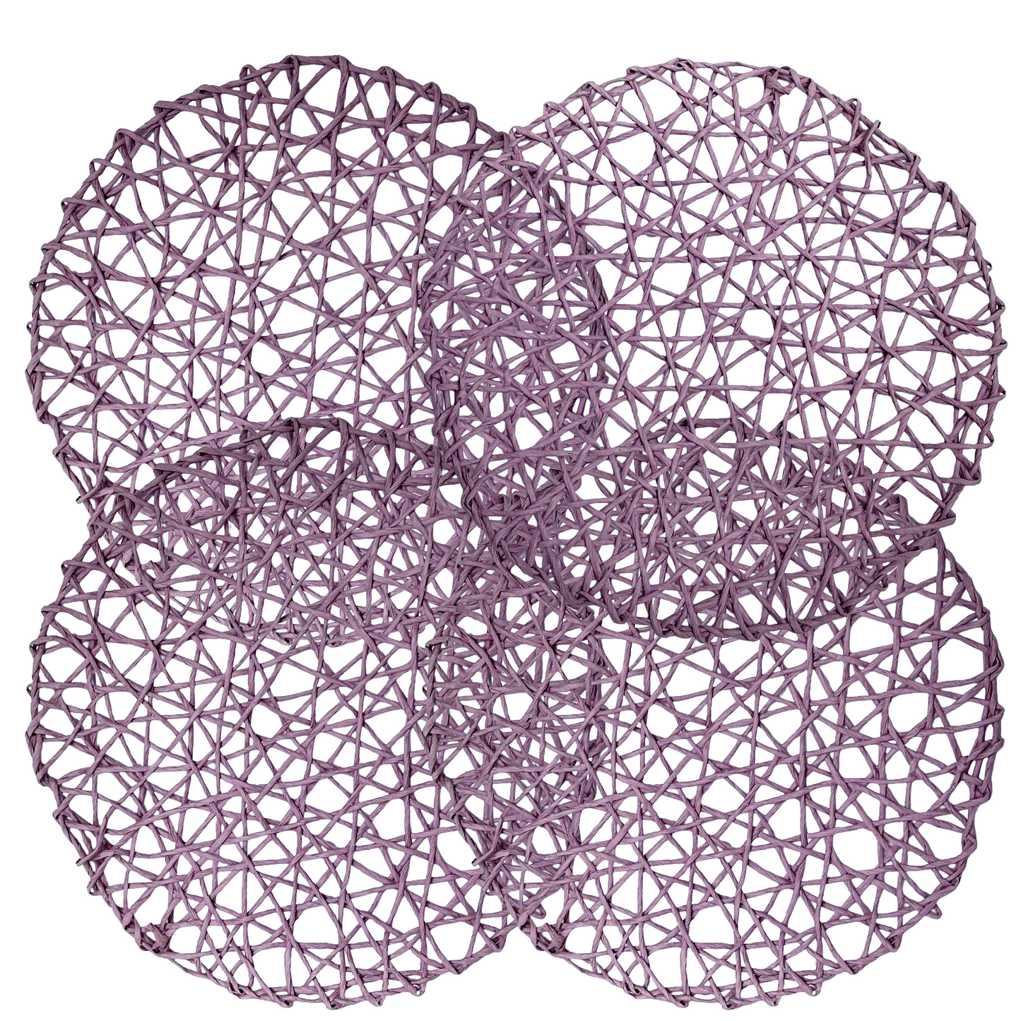 Set of 4 Purple Place Mats 15" Woven, Open Lattice Design, Polyster Fiber