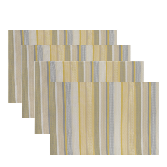A Set of Four Striped yelliow  placemats