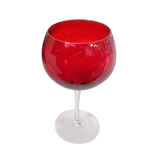 Christmas Red Wine Glass With Short Stem Goblet Style Brandy Glass Set of 2