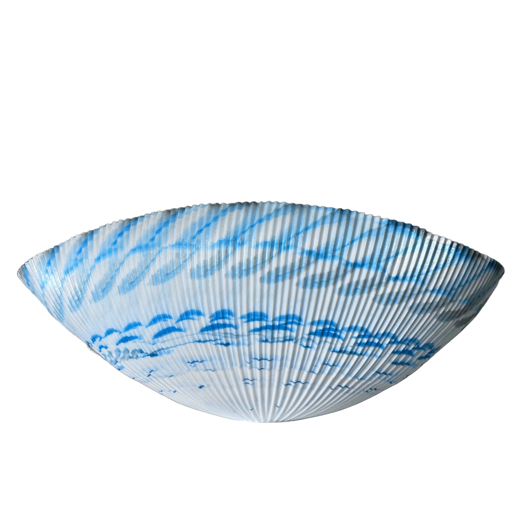 Sea Blue Murano Glass Bowl Curved Sides Handmade in Italy byYalos Murano Glass