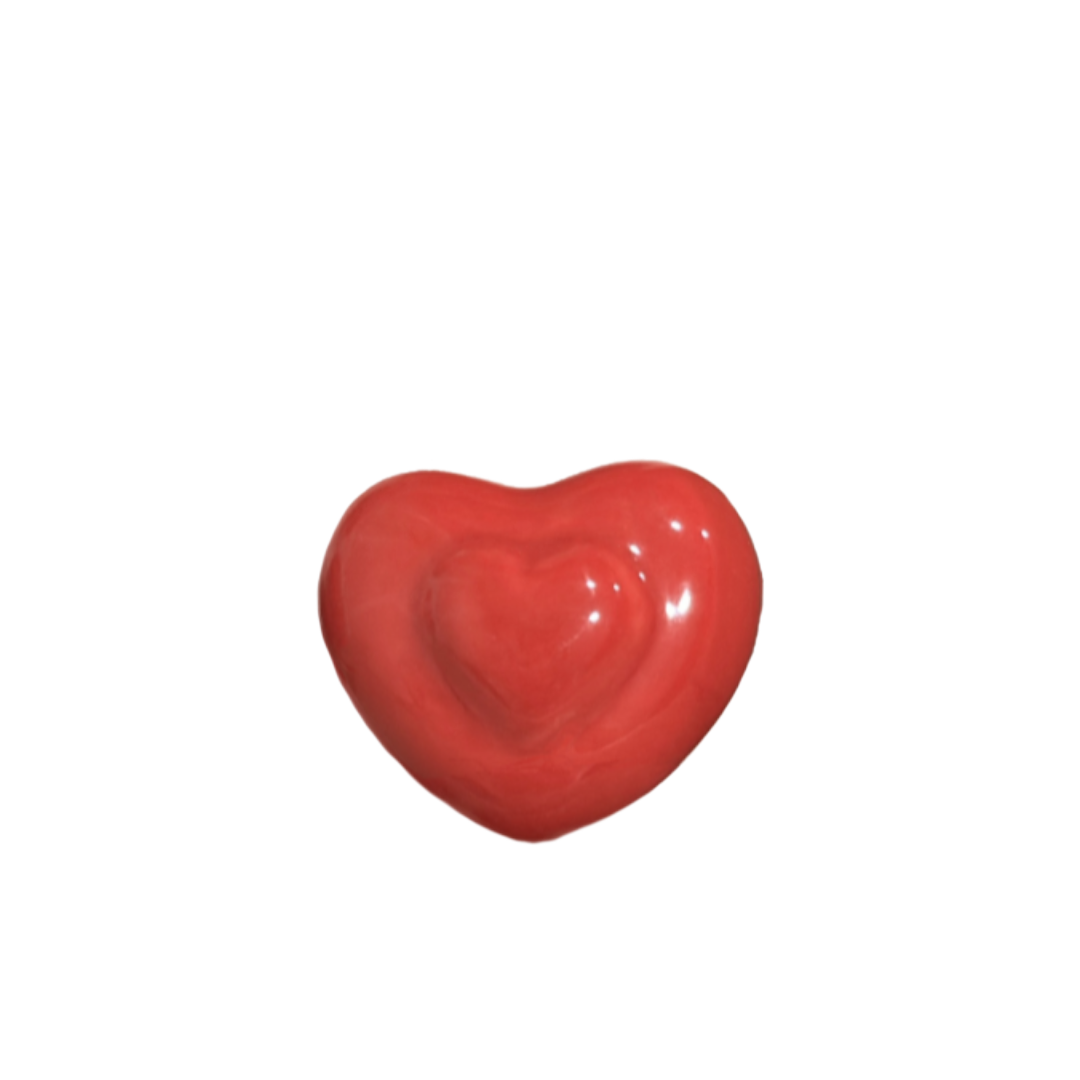 Red Ceramic Heart-Shaped Drawer Pull Knobs Set of 4