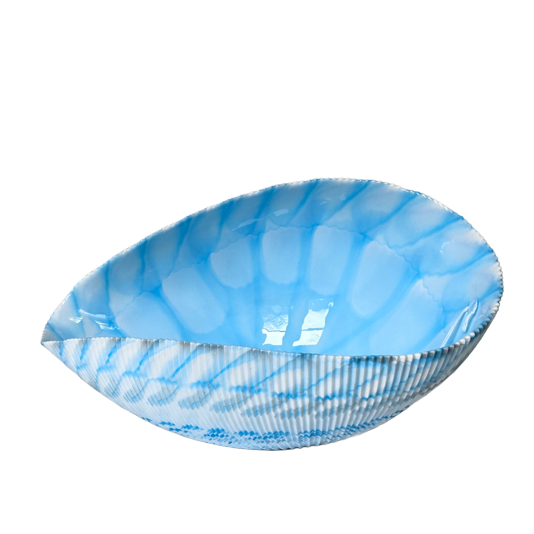 Sea Blue Murano Glass Bowl Curved Sides Handmade in Italy byYalos Murano Glass