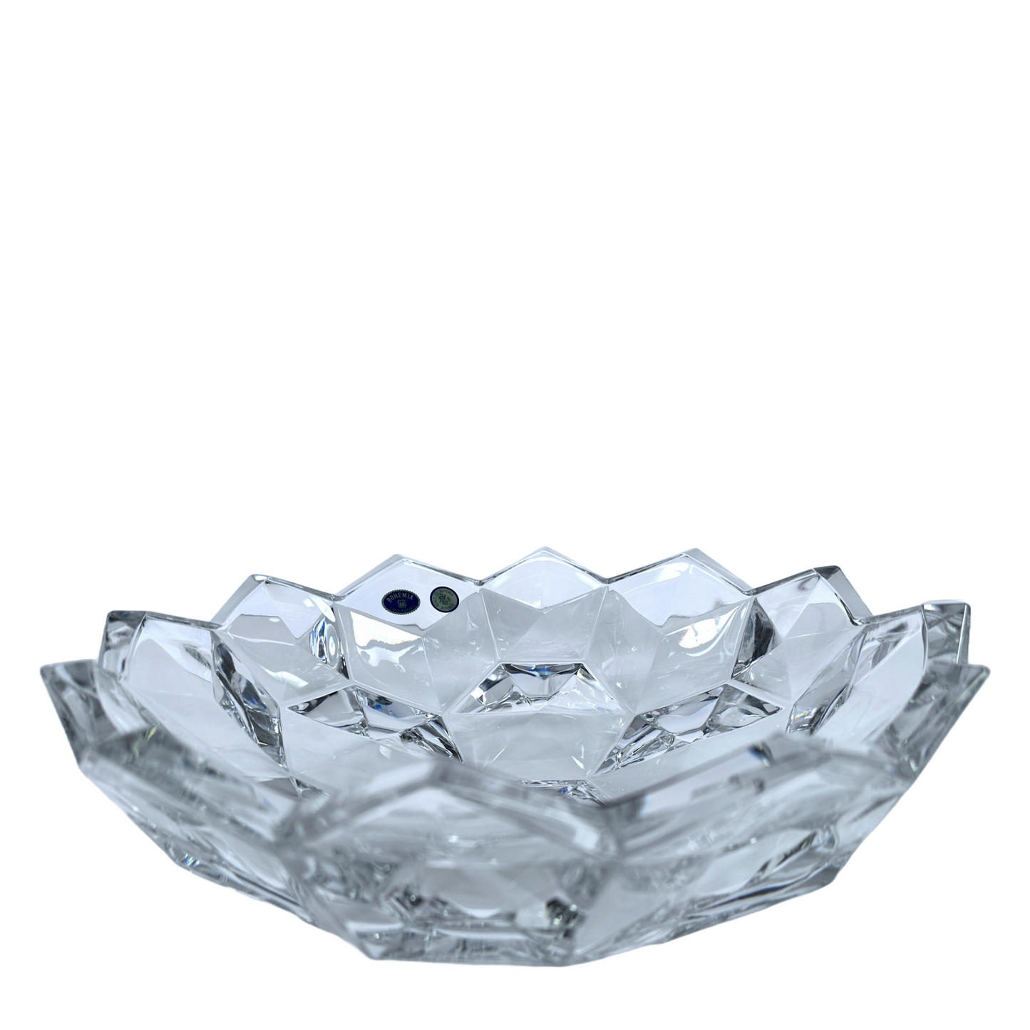 Bohemia Crystal Honeycomb Glass Bowl w/Scalloped Rim Handblown in Czech Republic