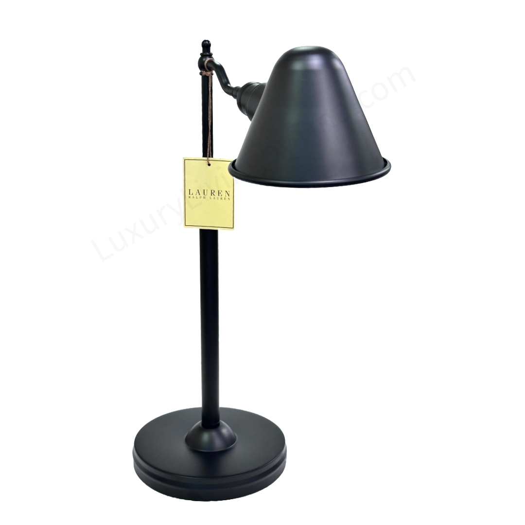 Ralph Lauren Classic Adjustable Desk Lamp Black Metal with Conical Black Shade