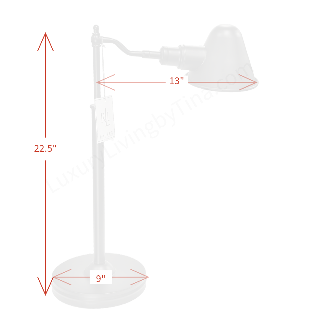 Ralph Lauren Classic Adjustable Desk Lamp Black Metal with Conical Black Shade