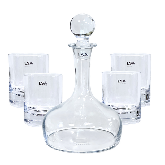 Whiskey Set 54 oz Decanter & Four 8 oz Whiskey Glasses LSA International Bar